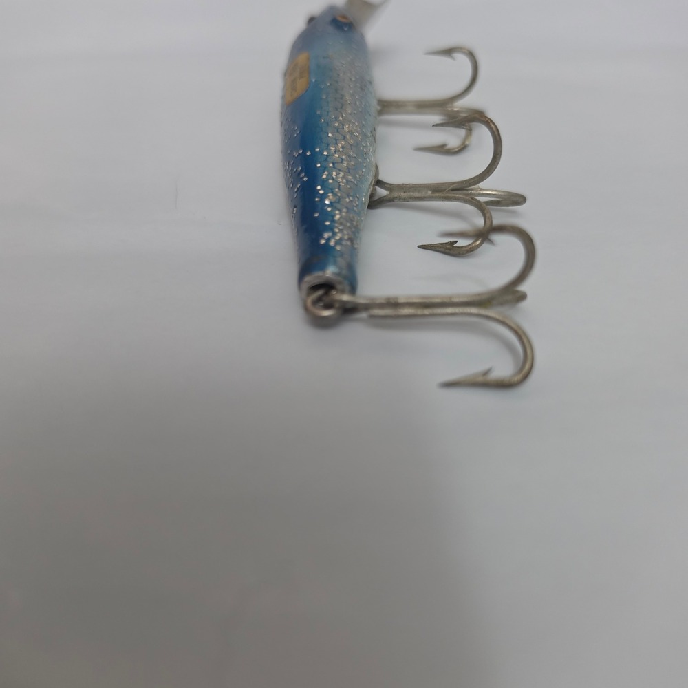 Vintage Wood Creek Chub Pikie Deep Diver Blue Flash Silver Sparkle Top Screw - Picture 8 of 9